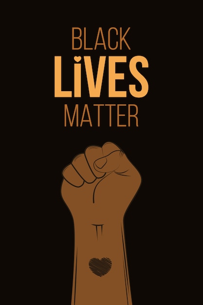 Black Lives Matterの抗議チラシ。黒人への暴力を止めなさい。