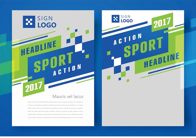 Vector flyer brochure design business flyer size a4 template action sport headline stripes and squares
