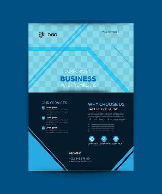 Flyer brochure ontwerp sjabloon blauwe kleur