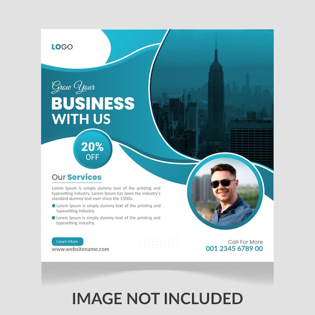 A flyer for a business with a picture of a man on it