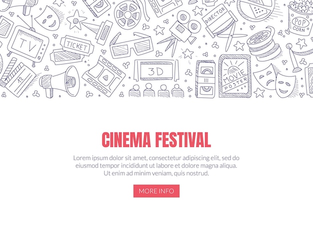 Flyer Cinema Festival with red lettering Vector illustration