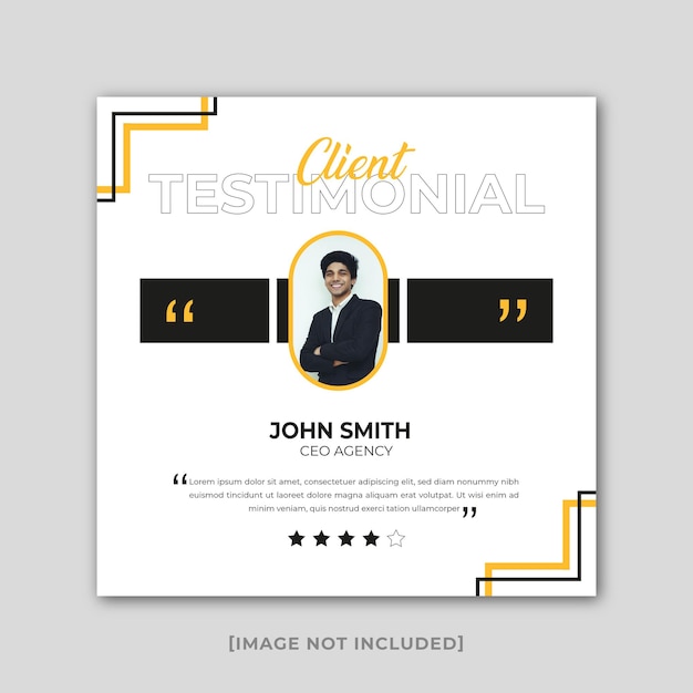 A flyer for a client testimonial that says " john smith ".