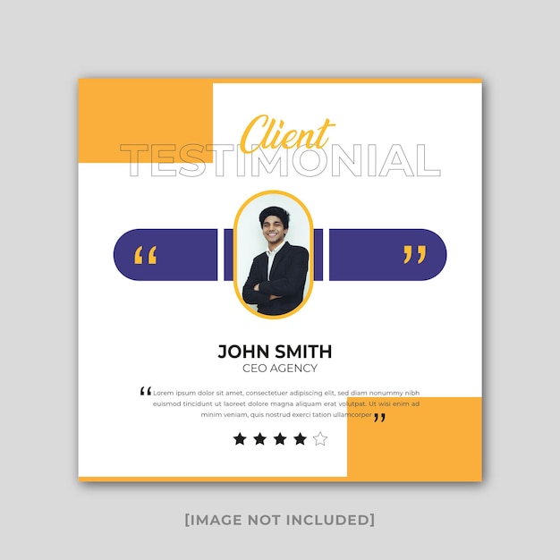 A flyer for a client testimonial with a picture of john smith.