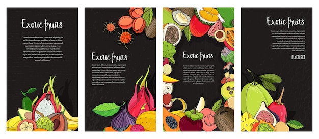 Flyer collectie met exotisch tropisch fruit.