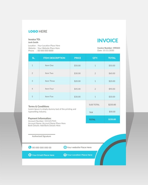 A flyer for a company invoice.