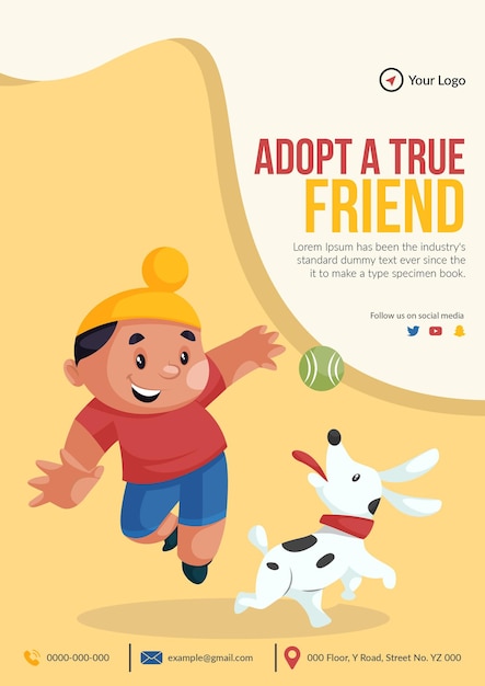 Flyer design of adopt a true friend template