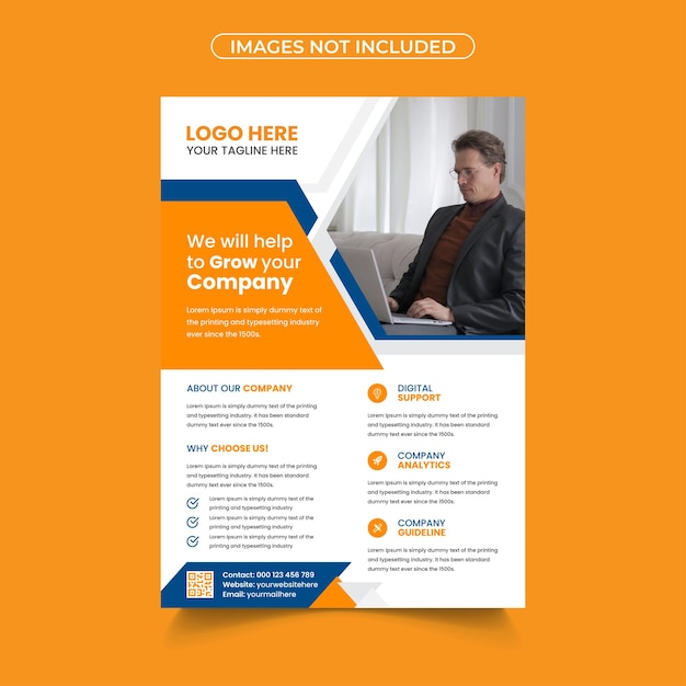 Flyer design or brochure cover template for corporate business digital agency