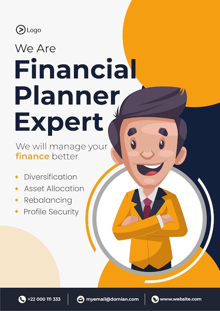 Vector flyer design of financial planner expert template