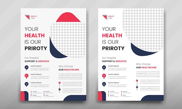 인쇄 전단지용 의료 및 건강 관리 템플릿용 전단지 디자인