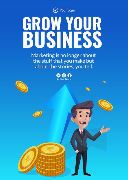 Flyer design of grow your business template