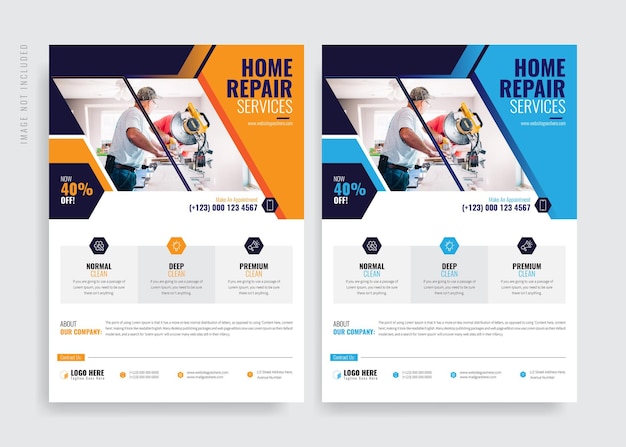 Flyer design. home repair flyer, poster design template vector