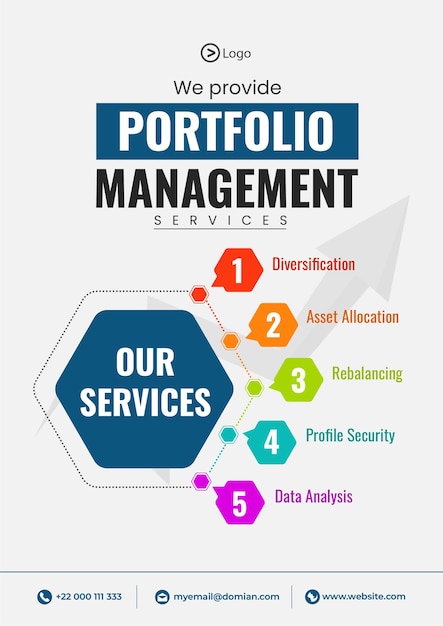 포트폴리오 관리 서비스 템플릿의 전단지 디자인