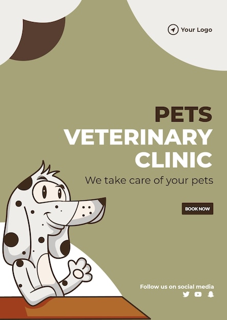 Vector flyer design of pets veterinary clinic template