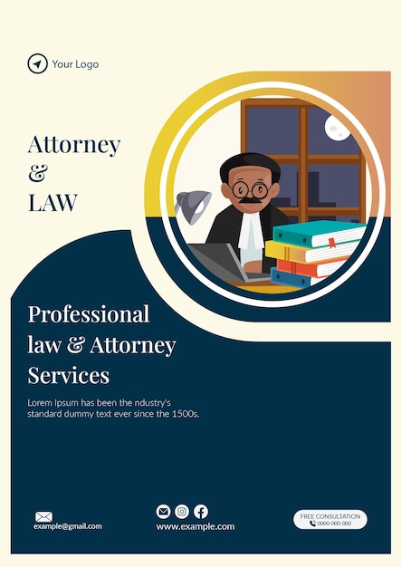 Flyer design of professional law and attorney services template