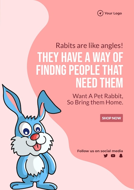 Flyer design of rabbits are like angles template