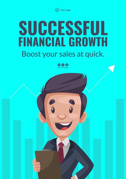 Flyer design of successful financial growth template