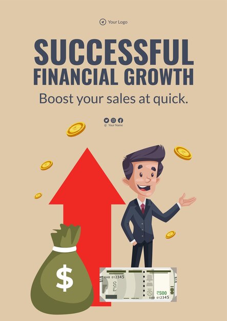 Flyer design of successful financial growth template