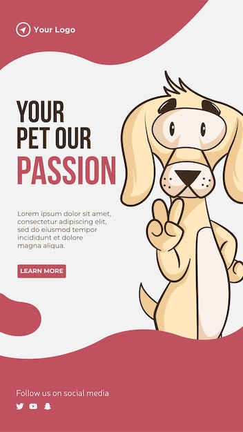 Vettore design del volantino del tuo animale domestico il nostro modello di passione