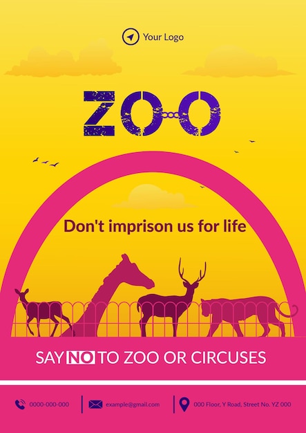 Flyer design of zoo don't imprison us for life template