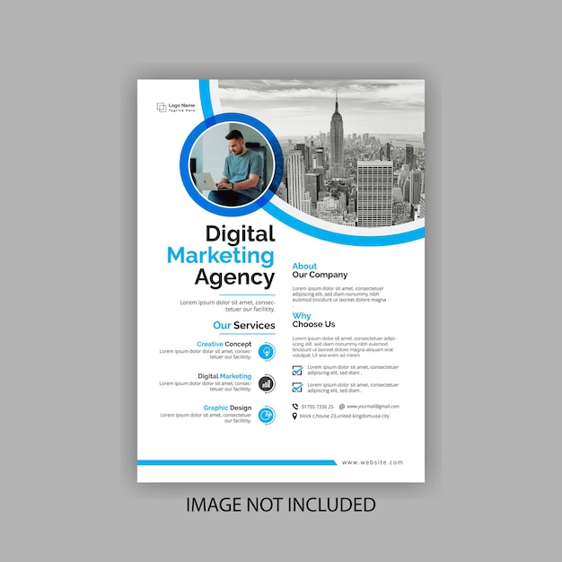 A flyer for digital marketing agency is shown.