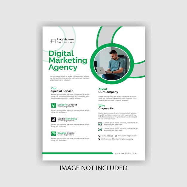 A flyer for digital marketing agency is shown.