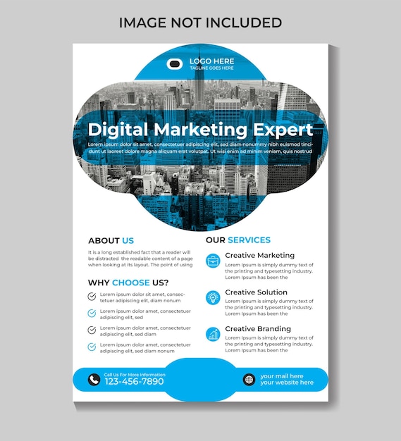 A flyer for digital marketing expert that is about us.