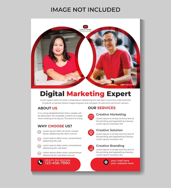 A flyer for digital marketing expert that is about us