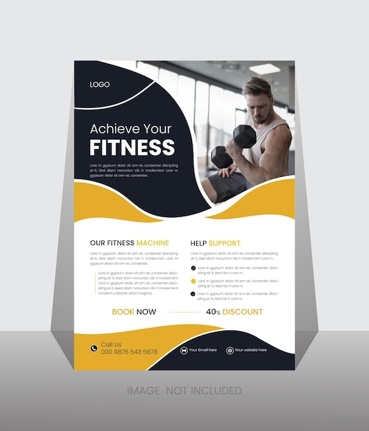 A flyer for a gym that says achieve your fitness.