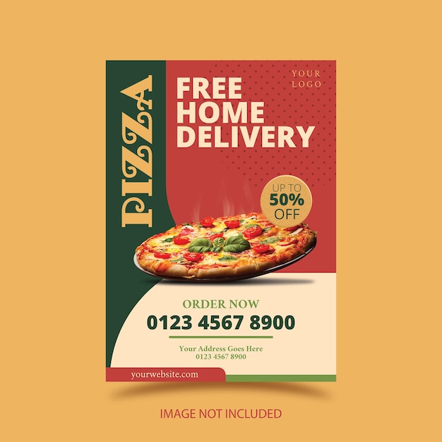 Flyer home delivery template Italian food with Pizza