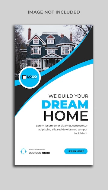 Vector a flyer for a home with a blue and black design