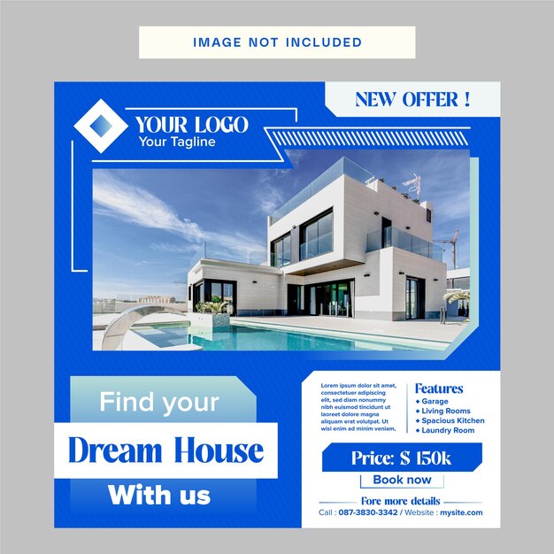 A flyer for a house that says find your dream house with us.