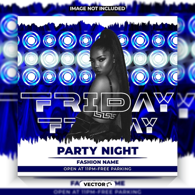 Flyer lighting night club dj party social media poster or web banner template premium vector