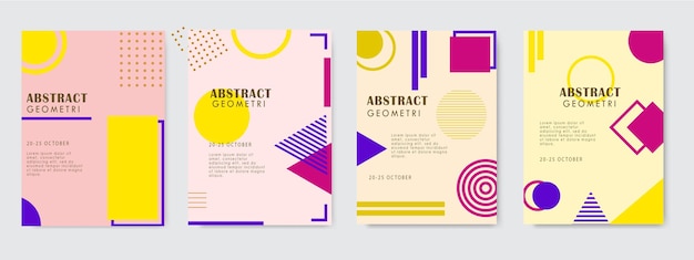Flyer Modern abstract covers set minimal covers design retro geometric background vector