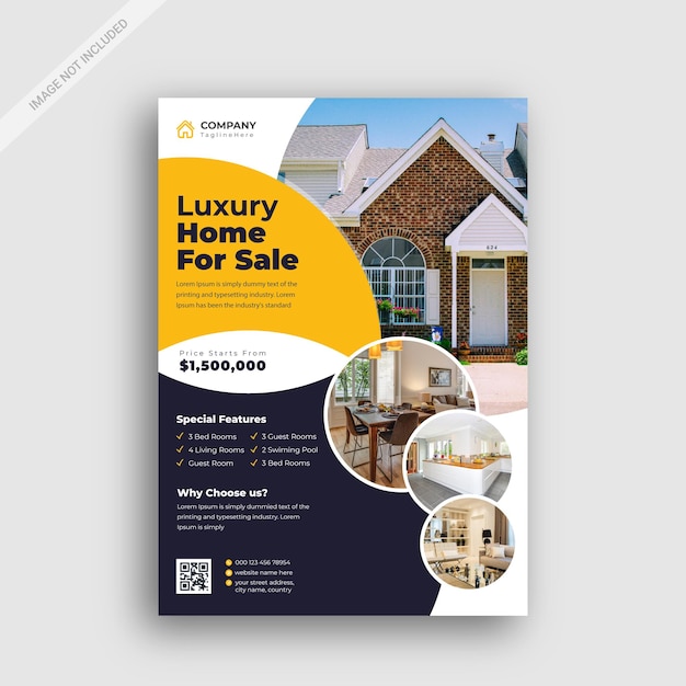 Flyer-ontwerpsjabloon, onroerend goed Flyer-ontwerpbundel, flyer-ontwerp voor de verkoop van onroerend goed, flyer-ontwerp