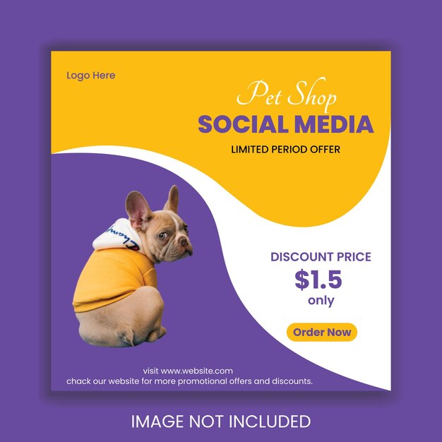 A flyer for a pet shop that says social media