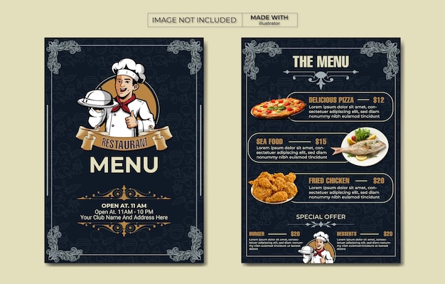 a flyer for a restaurant called the food menu