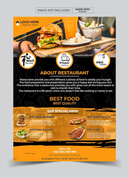 a flyer for a restaurant called the food menu