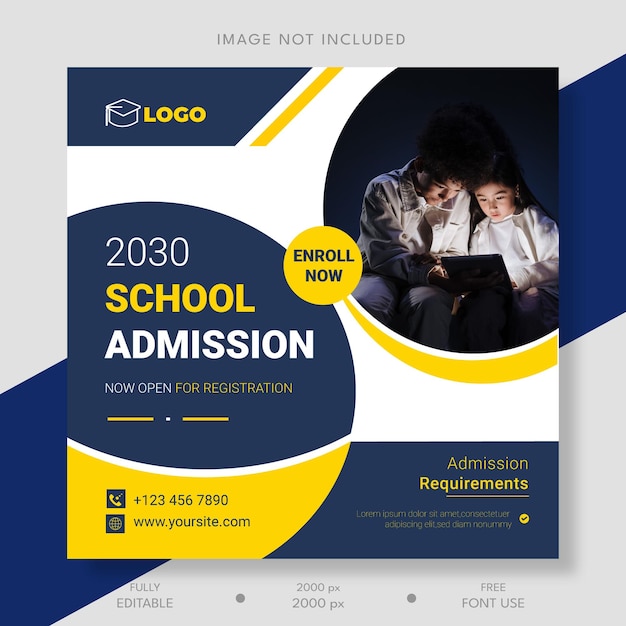 A flyer for a school admission service vector template design