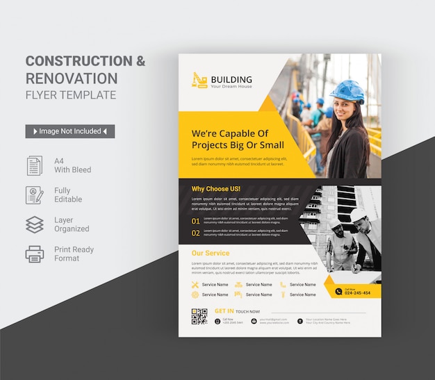 Flyer sjabloon voor bouw en renovatie