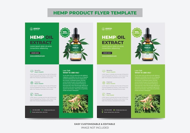 Flyer-sjabloon voor hennep- of CBD-productverkoop Cannabis Sativa-productverkoop of -promotie Flyerontwerp