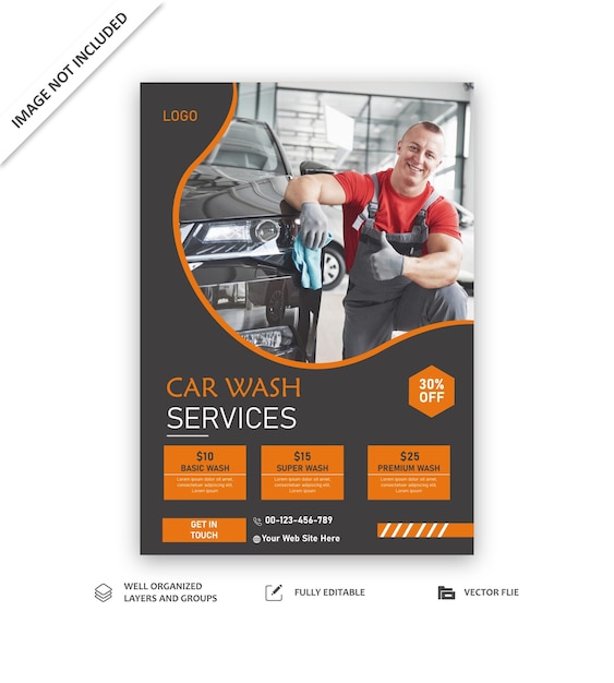 Flyer-sjabloon voor het promoten van auto-reinigingsdiensten