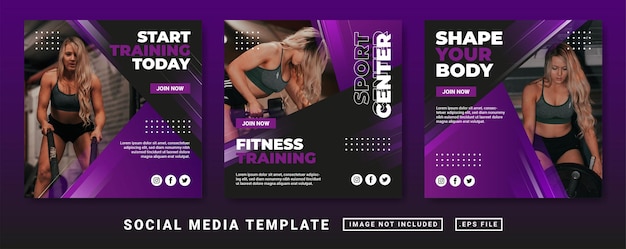 Flyer or social media post template. gym fitness social media post template