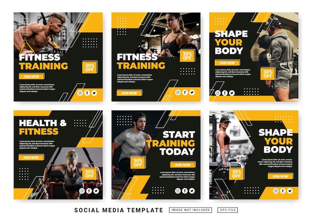 Flyer or social media post template. Gym fitness social media post template