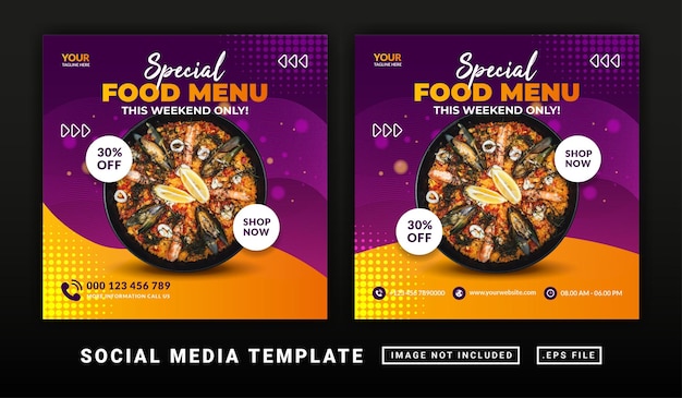 Flyer or social media post themed burger food menu template