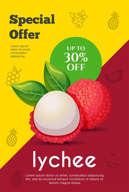 Flyer special offer for lychee fruit product fruit promotion flyer