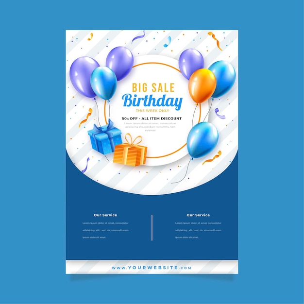 Vector flyer template for birthday celebration