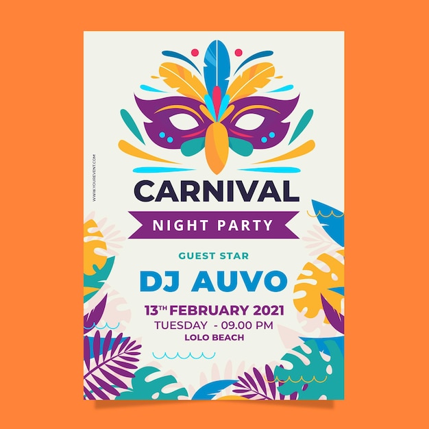 flyer template brazilian carnival flat design