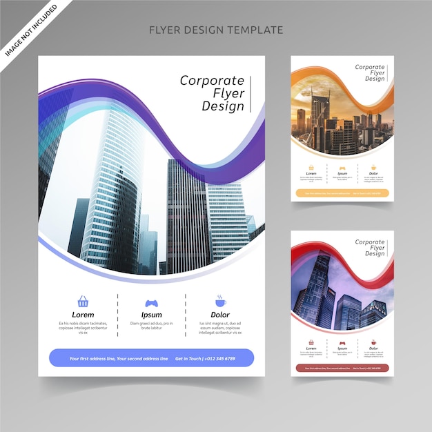 Flyer template design blended arch 3 color choices, organized layer