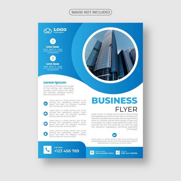 Flyer template layout design Flat and minimal Blue color business flyer template