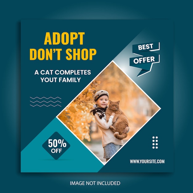Flyer template with adopt pet theme